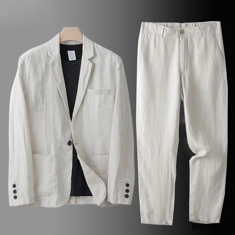 Costume homme en lin et coton – deux pièces léger et respirant