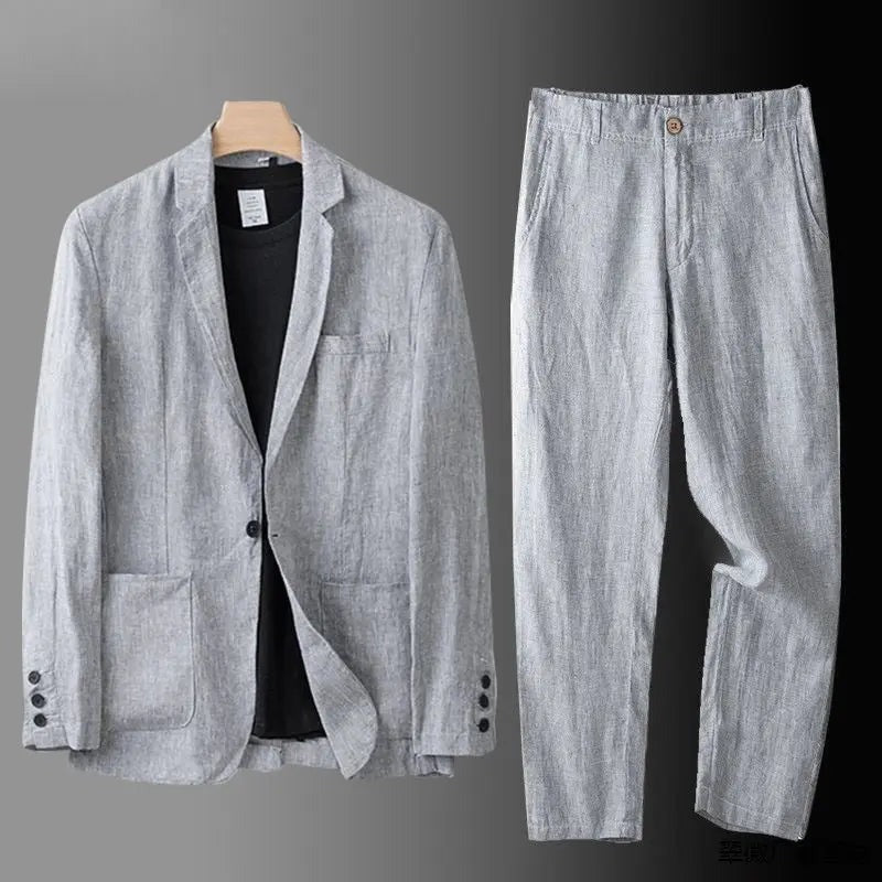 Costume homme en lin et coton – deux pièces léger et respirant