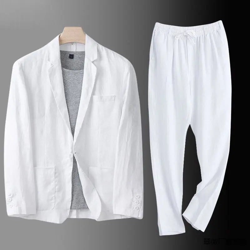 Costume homme en lin et coton – deux pièces léger et respirant