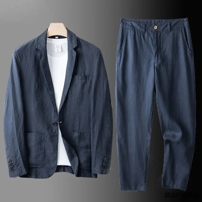 Costume homme en lin et coton – deux pièces léger et respirant