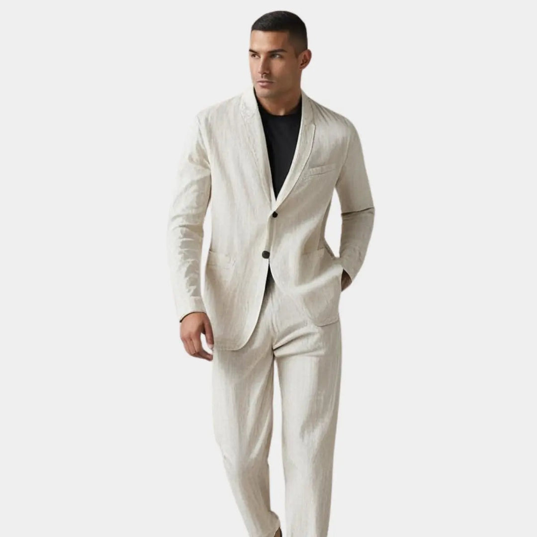 Costume homme en lin et coton – deux pièces léger et respirant
