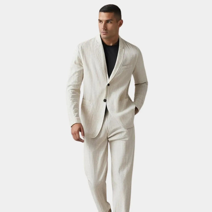 Costume homme en lin et coton – deux pièces léger et respirant