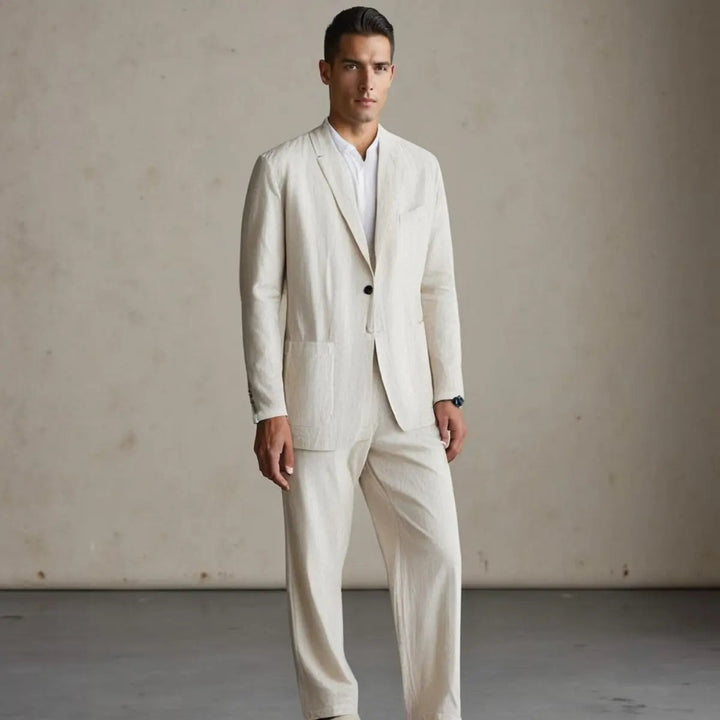 Costume homme en lin et coton – deux pièces léger et respirant