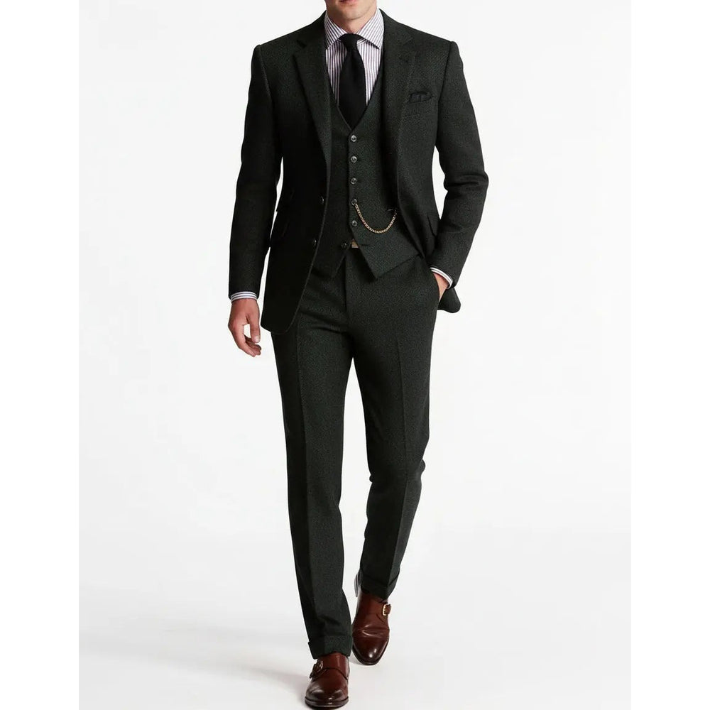 Costume trois pièces en tweed homme – élégance texturée