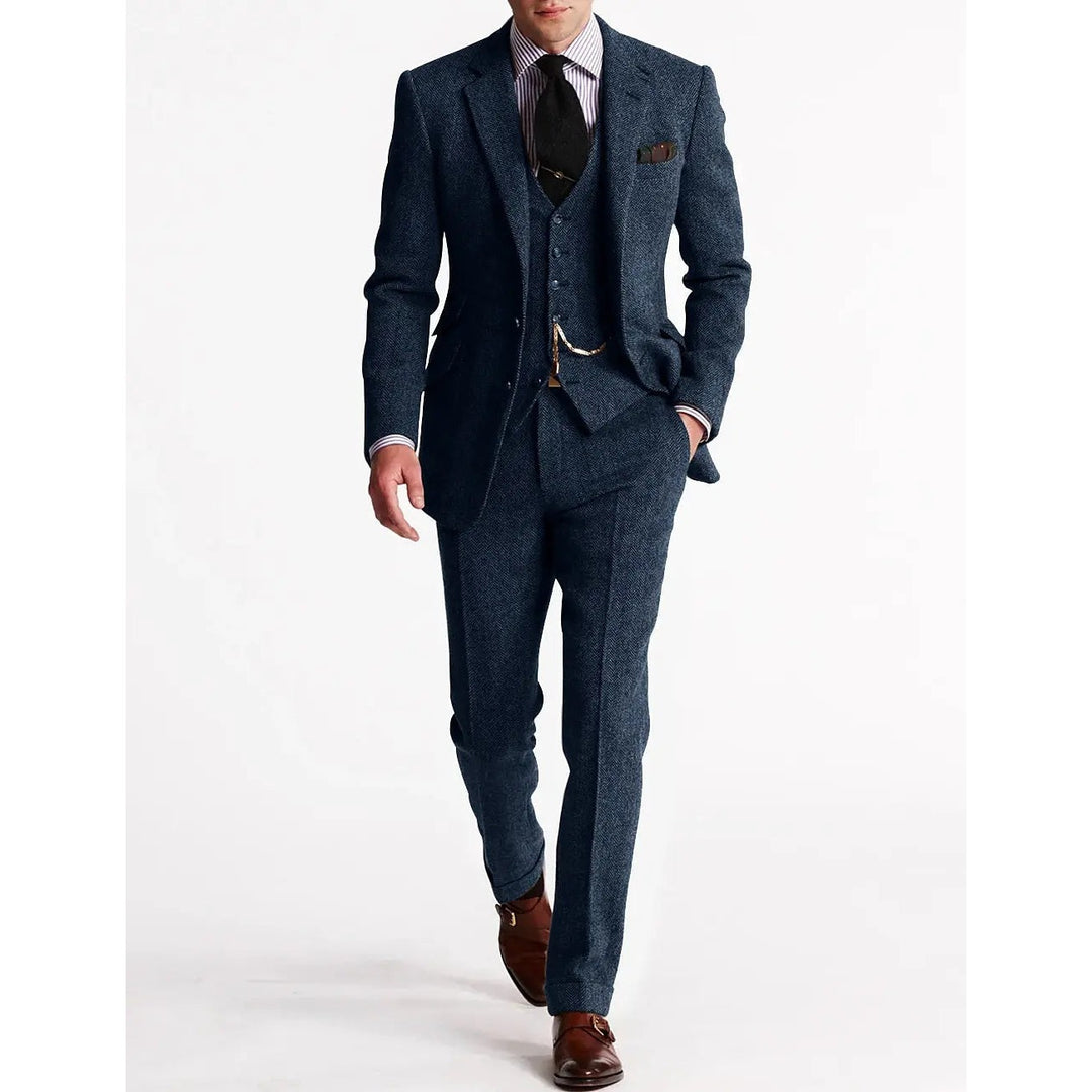 Costume trois pièces en tweed homme – élégance texturée