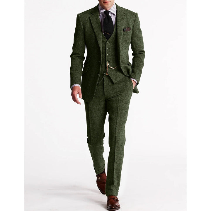 Costume trois pièces homme en tweed – chaîne de montre à gousset