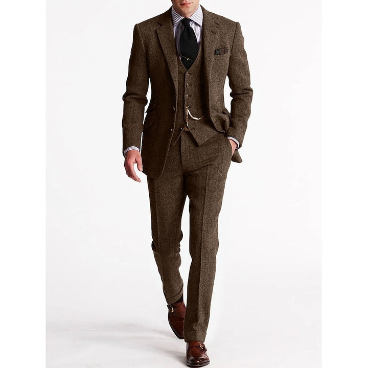 Costume trois pièces homme en tweed – chaîne de montre à gousset