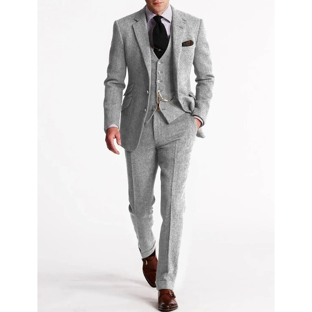 Costume trois pièces homme en tweed – coupe ajustée de cérémonie