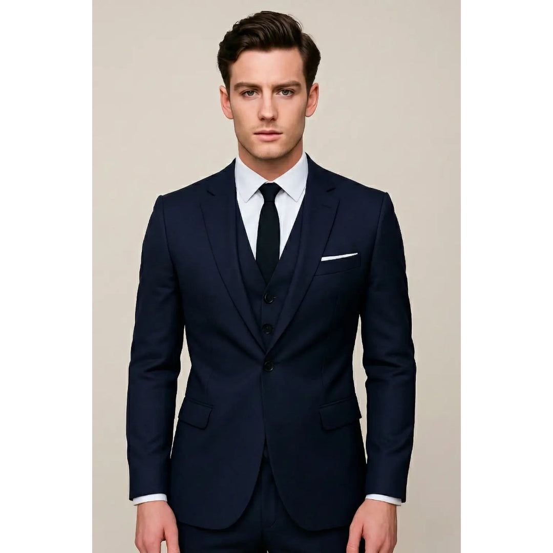 Costume trois pièces homme slim – boutonnage simple élégant