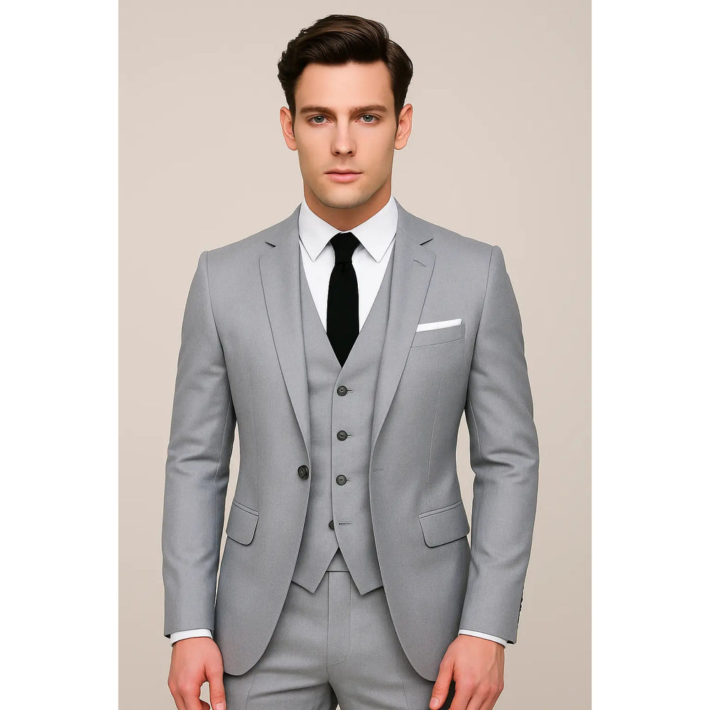 Costume trois pièces homme slim – boutonnage simple élégant