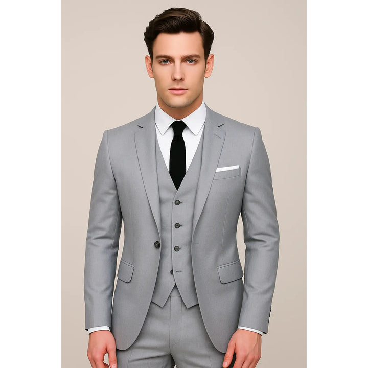 Costume trois pièces homme slim – boutonnage simple élégant