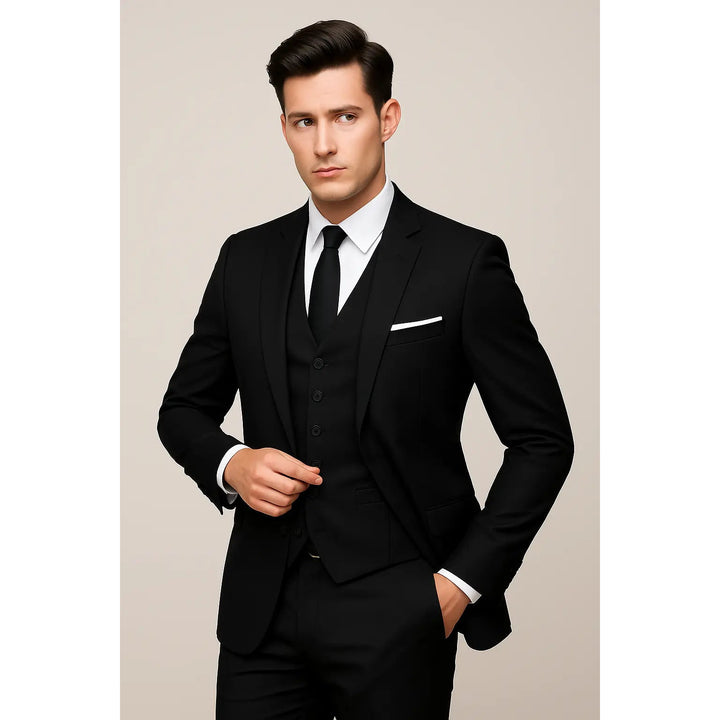 Costume trois pièces homme slim – boutonnage simple élégant