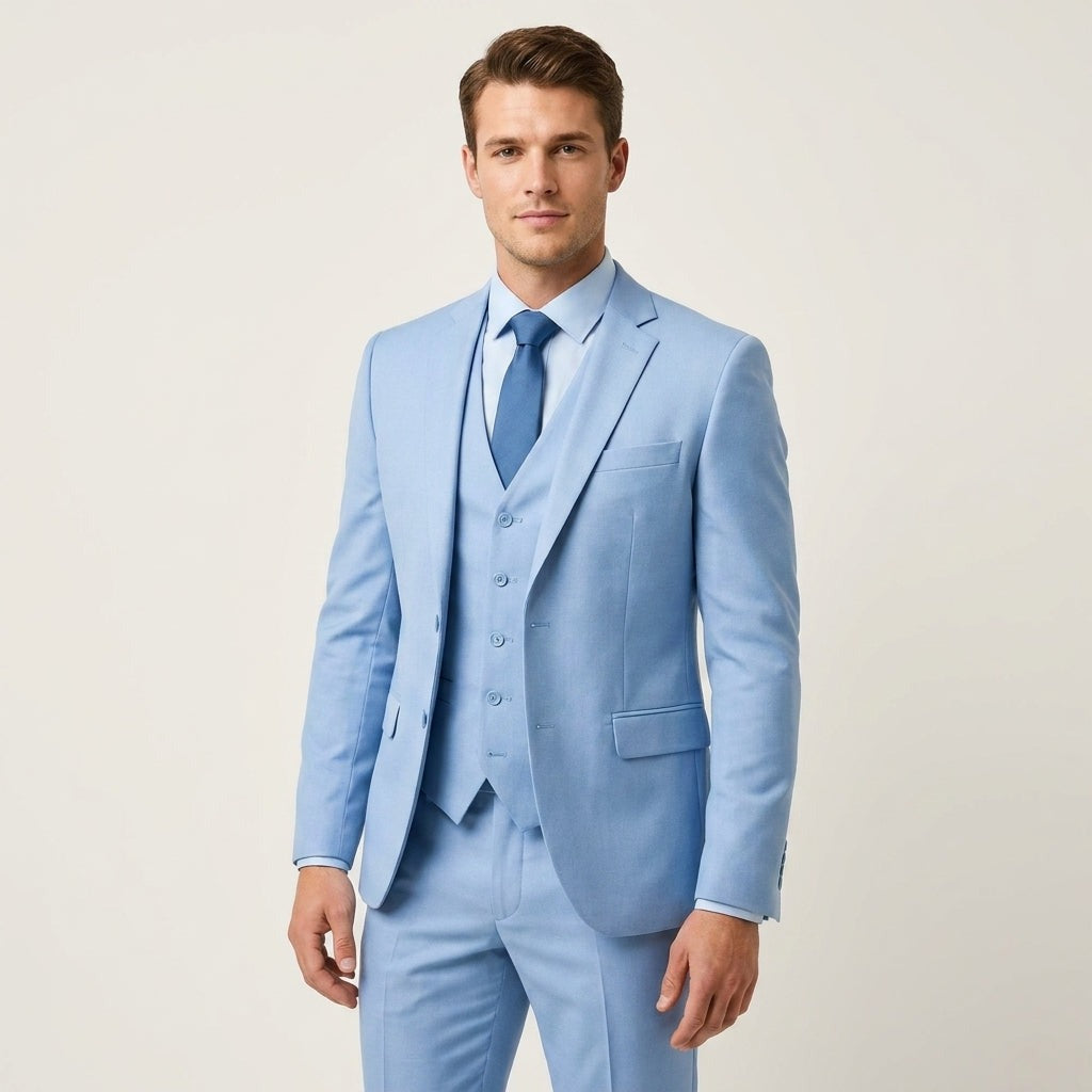 Costume trois pièces homme slim en laine mélangée – gilet 5 boutons
