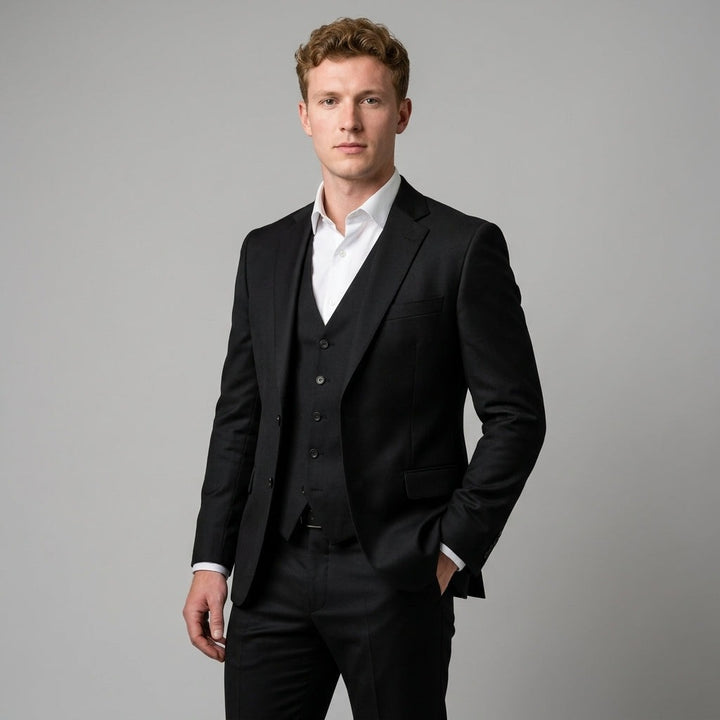 Costume trois pièces homme slim en laine mélangée – gilet 5 boutons