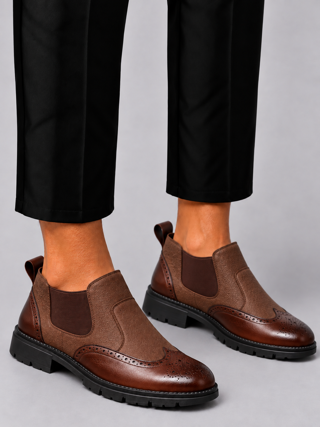 Boots chelsea brogue Quark-18, détails wingtip, enfilage facile