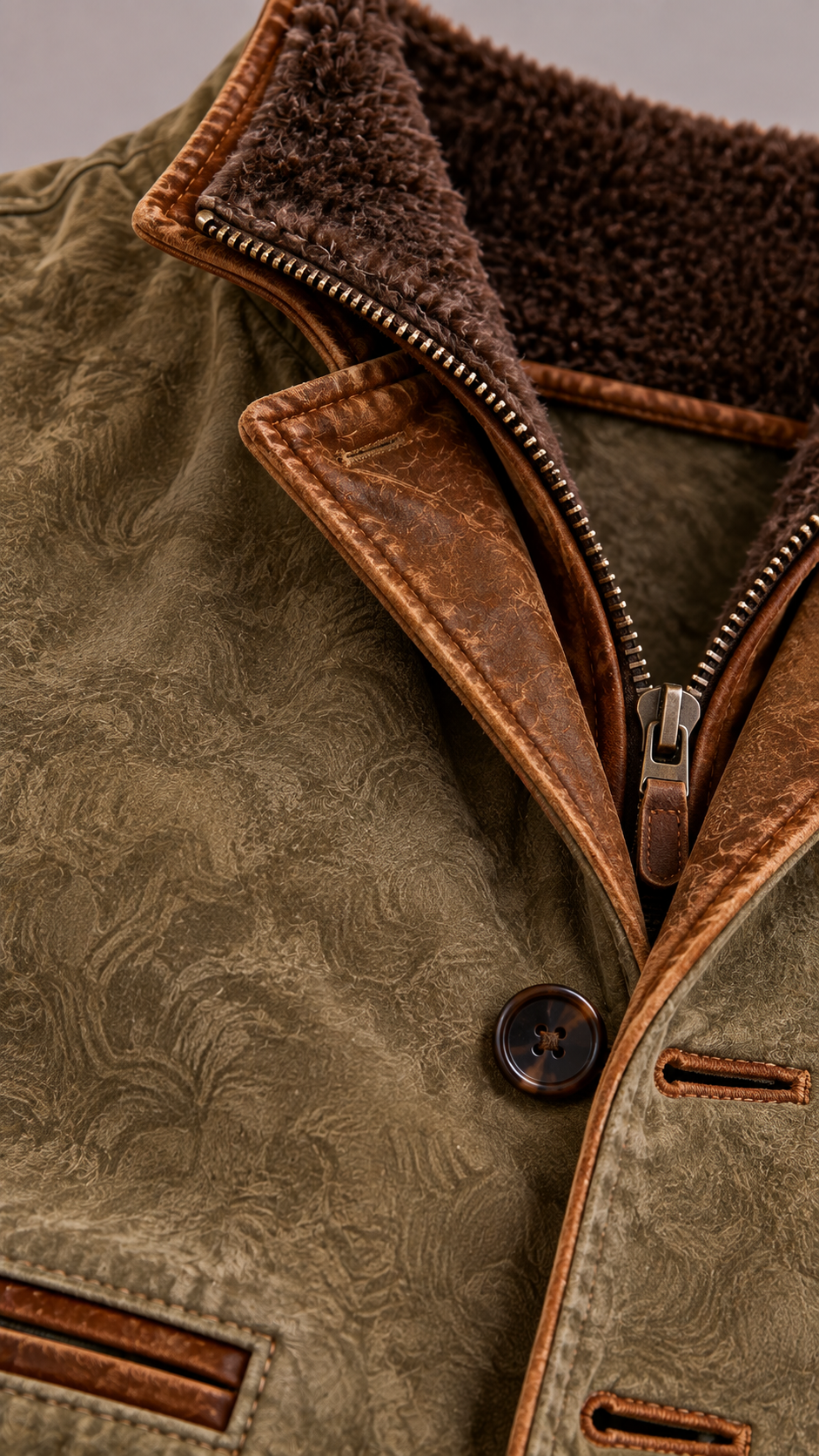 Blazer homme en daim, doublure chaude et style rustique