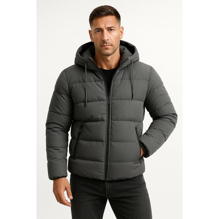 Doudoune homme en mélange coton à capuche ajustable