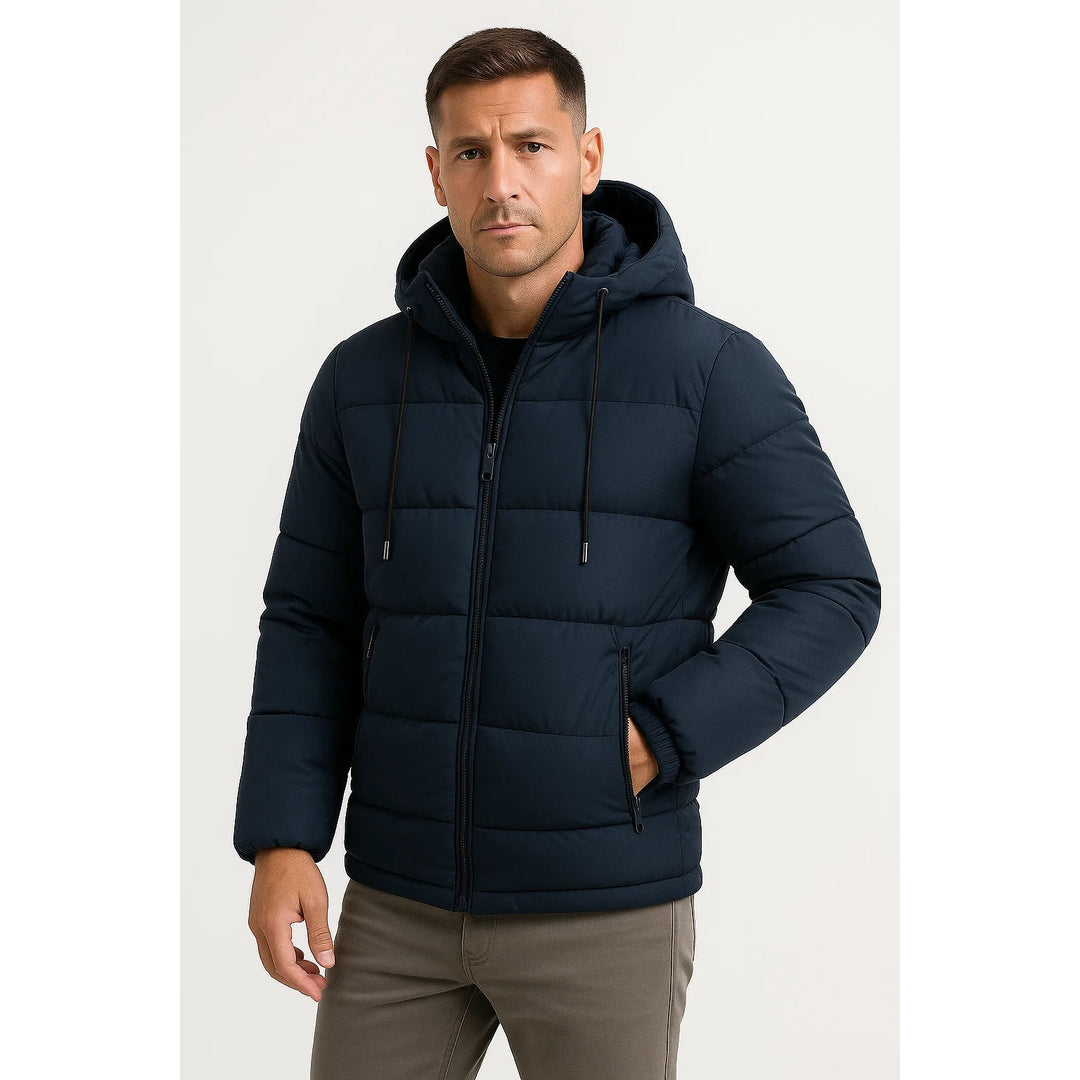 Doudoune homme en mélange coton à capuche ajustable