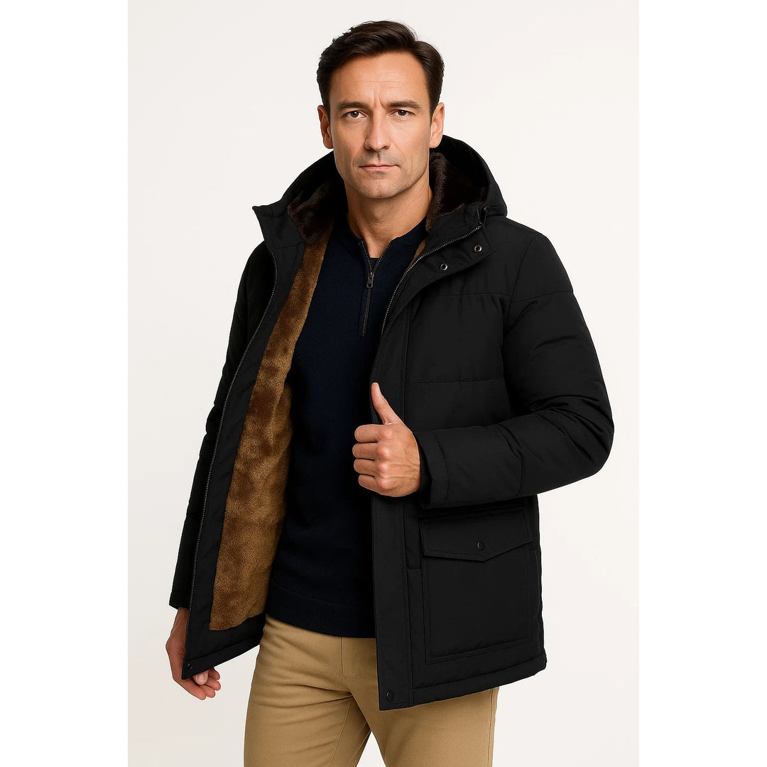 Doudoune oversize en laine d'agneau à capuche pour homme