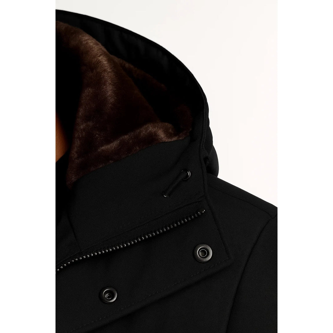 Doudoune oversize en laine d'agneau à capuche pour homme