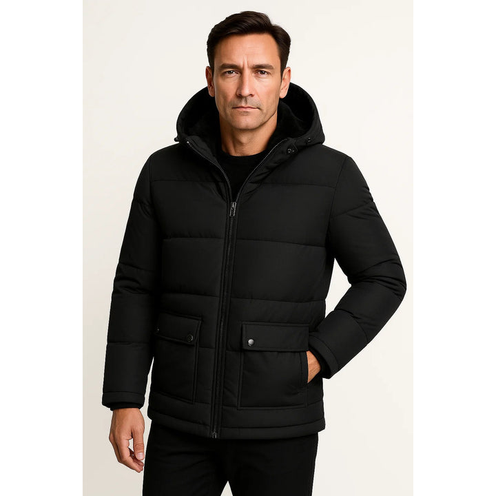 Doudoune oversize en laine d'agneau à capuche pour homme