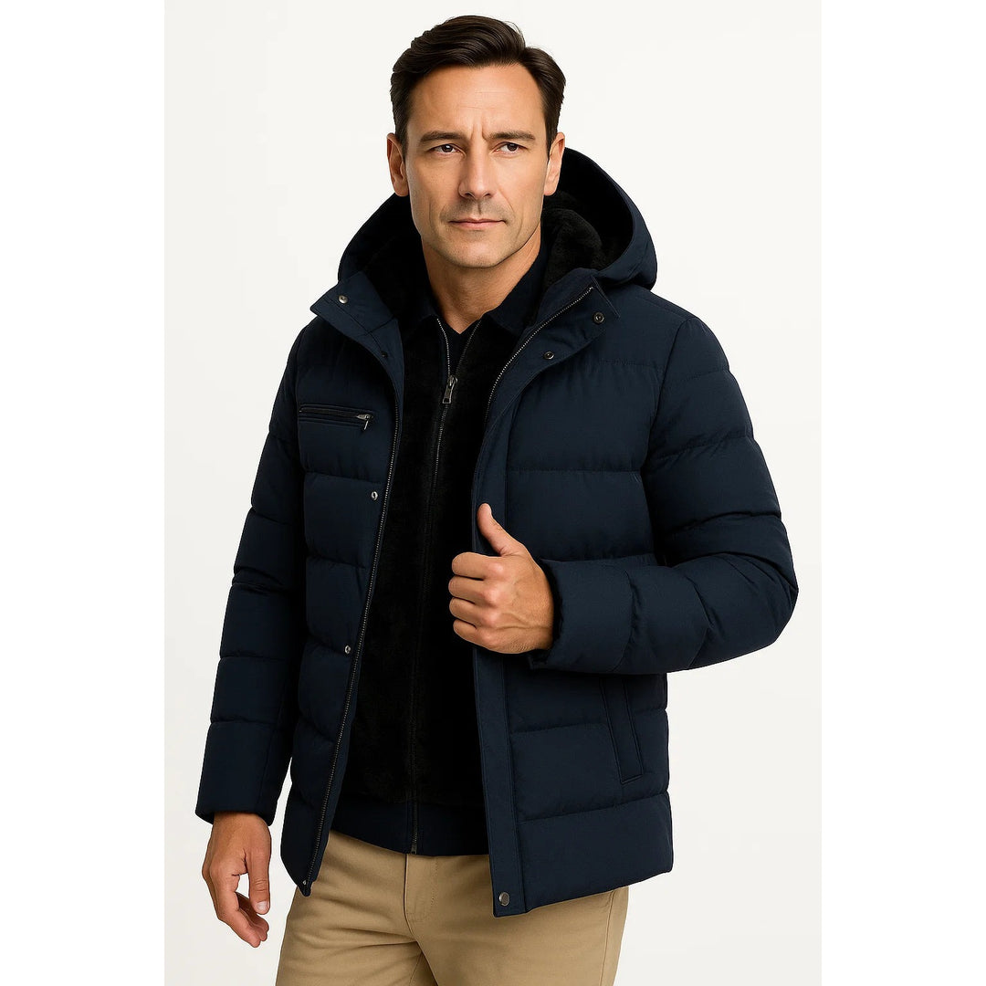 Doudoune oversize en laine d'agneau à capuche pour homme