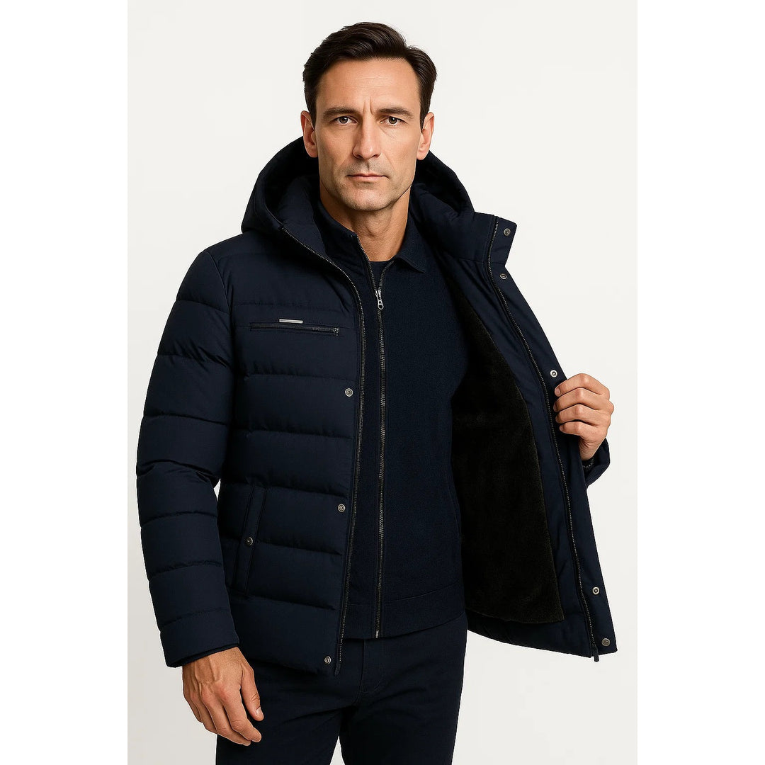 Doudoune oversize en laine d'agneau à capuche pour homme