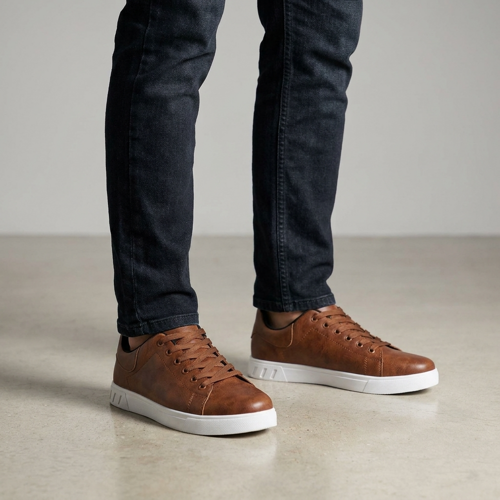 Baskets basses homme à lacets – semelle contrastée