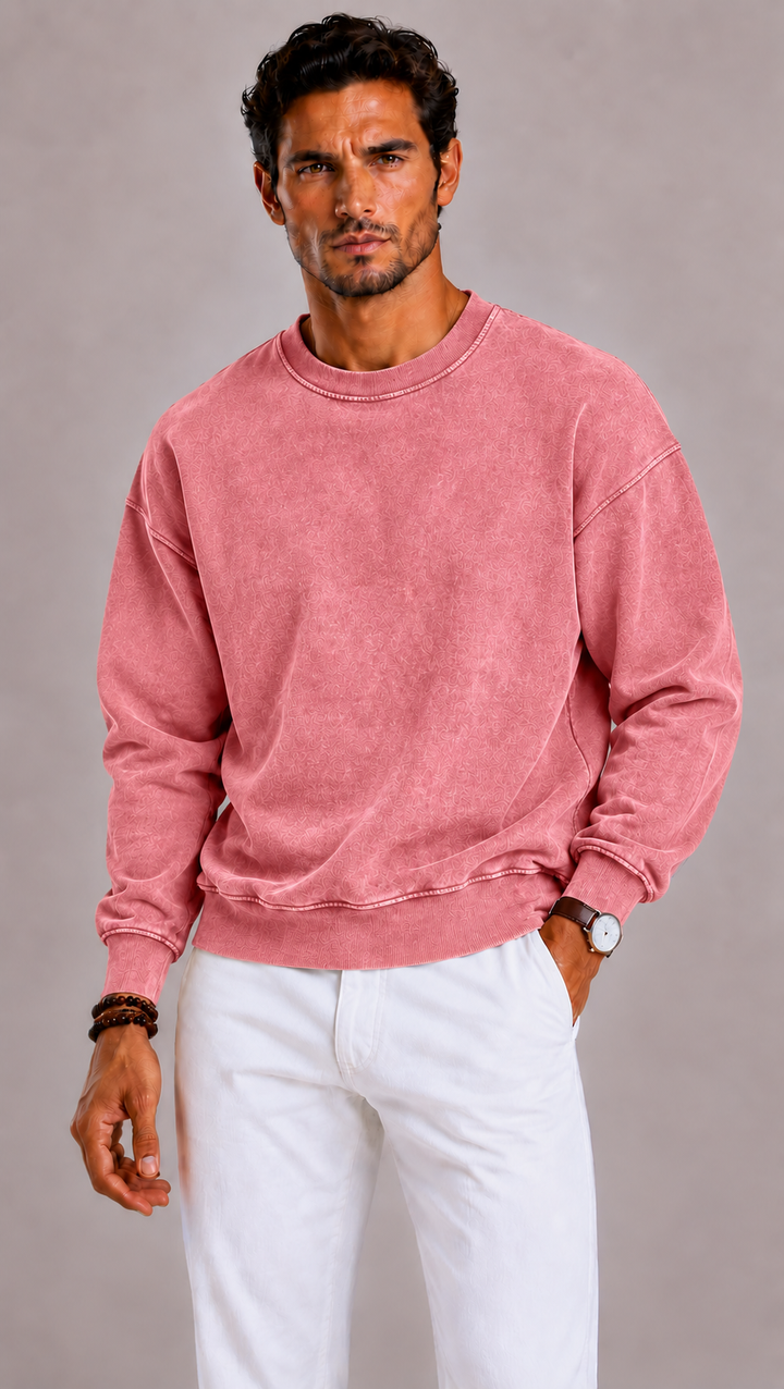 Pull homme oversized col rond, chaud et casual