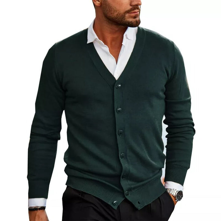 Cardigan homme col V boutonné – maille fine élégante