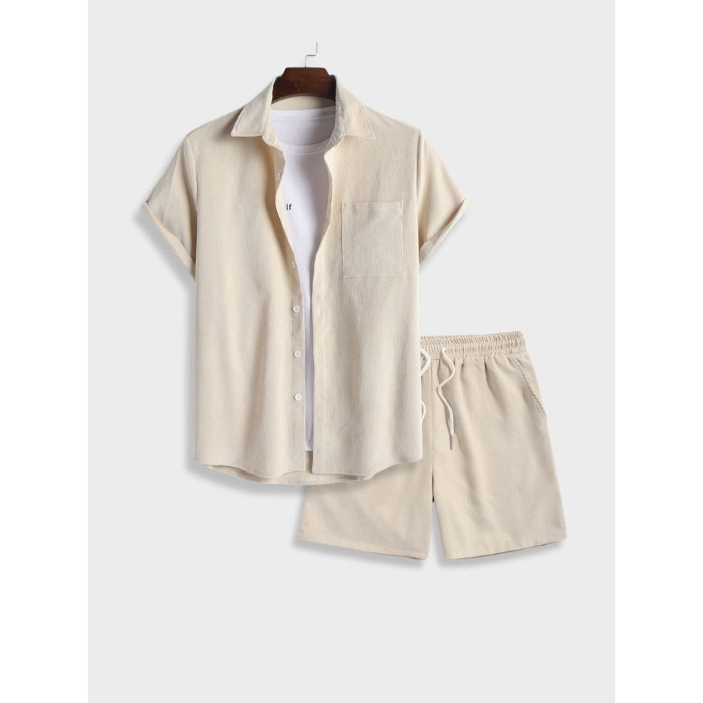 Ensemble d'été homme en lin – chemise et short assortis