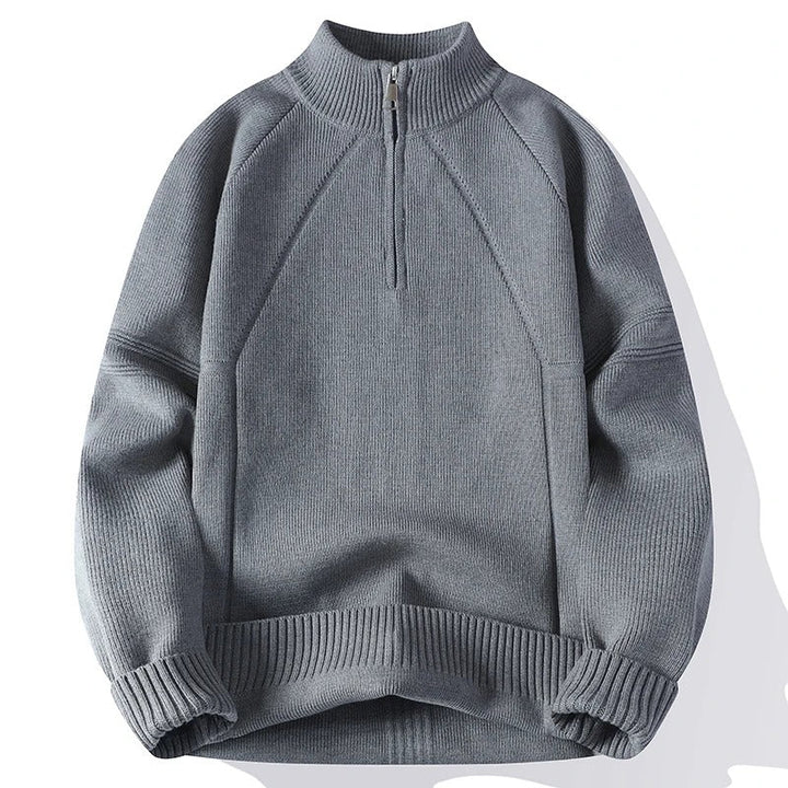 Pull homme demi-zip en maille côtelée – chaleur et simplicité
