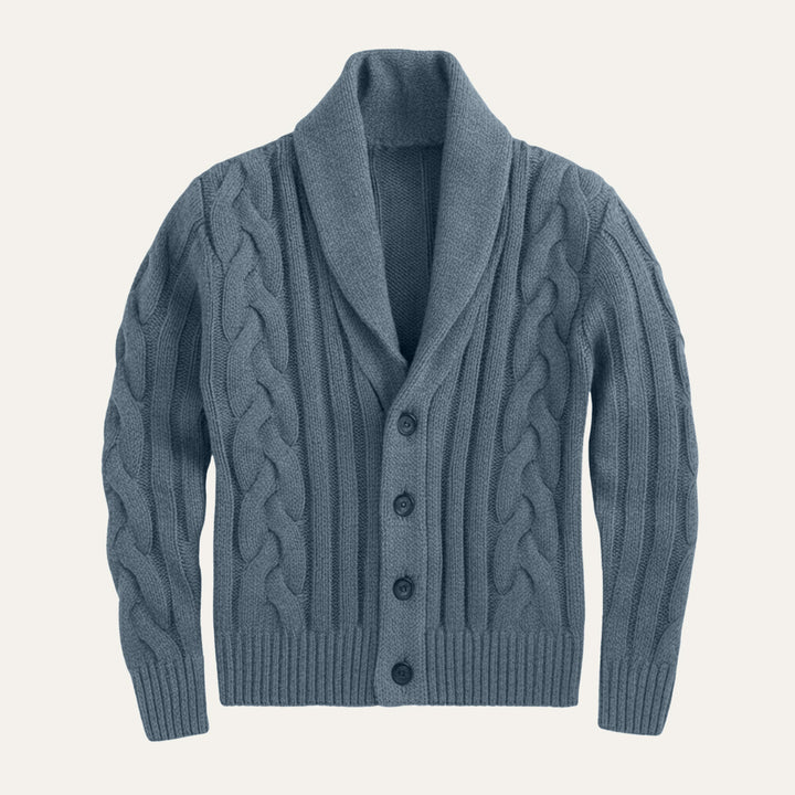 Cardigan Florence en maille torsadée à col châle – hiver homme