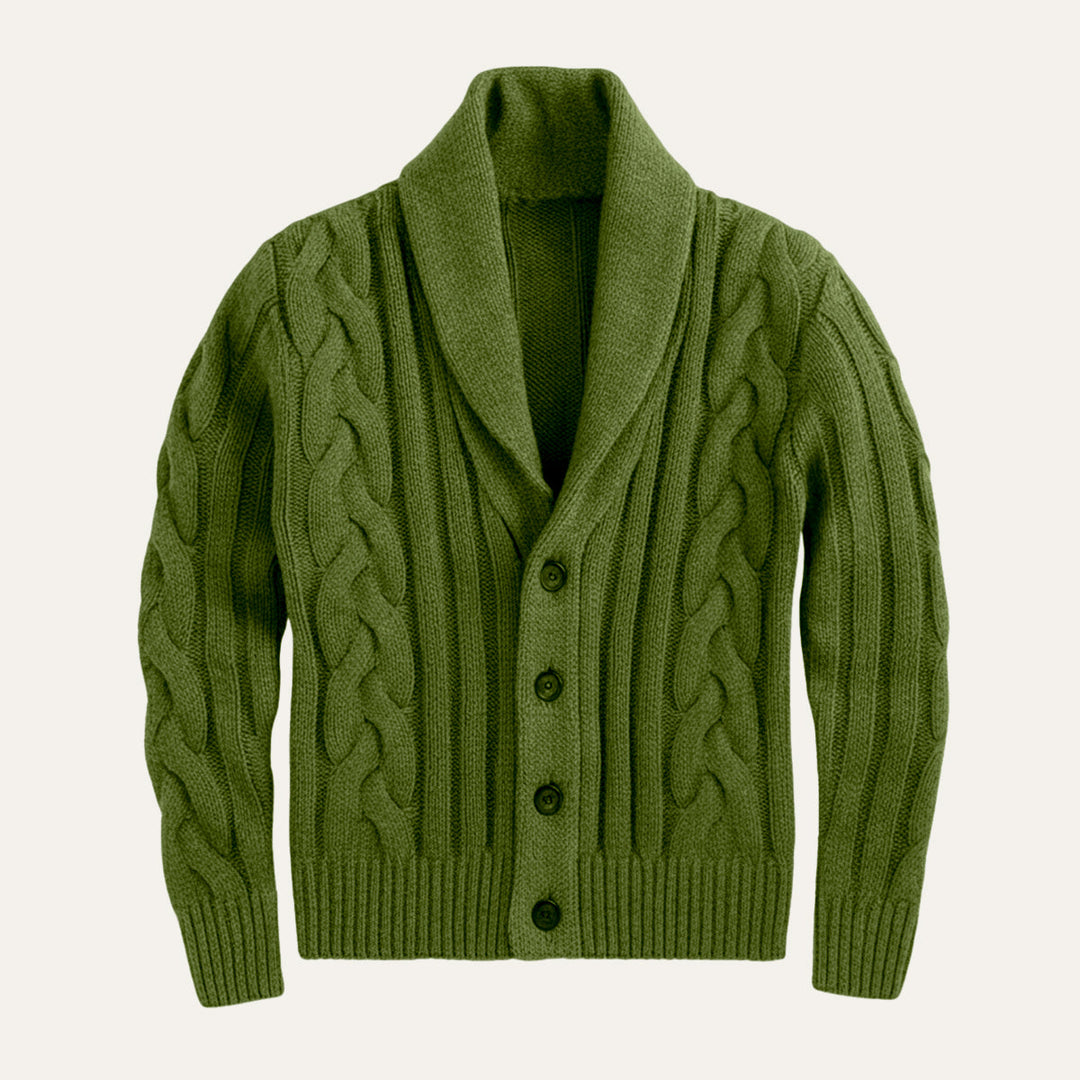 Cardigan Florence en maille torsadée à col châle – hiver homme