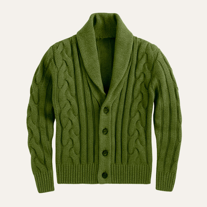 Cardigan Florence en maille torsadée à col châle – hiver homme