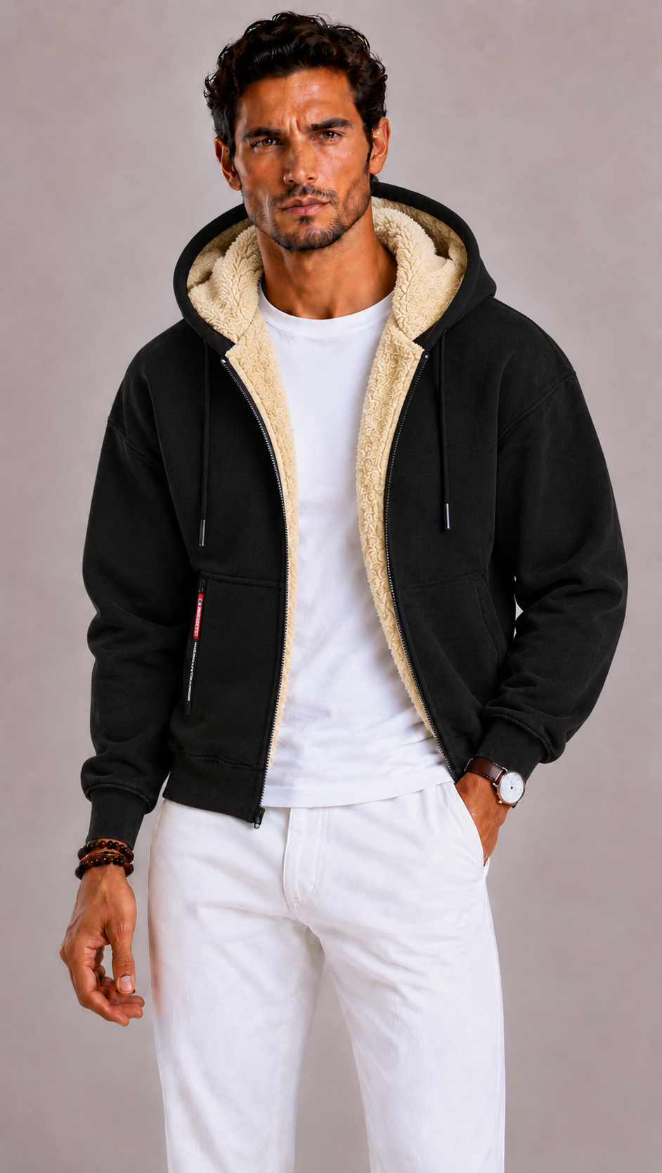 Cardigan homme en laine à capuche, douceur et chaleur