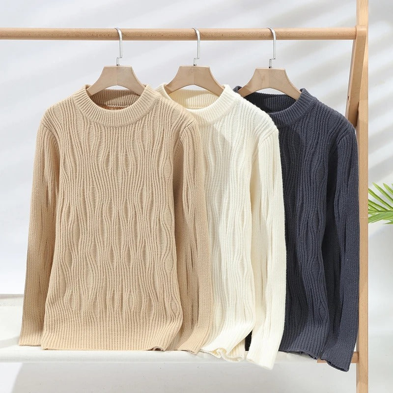 Pull homme en maille épaisse – coupe slim et tons neutres