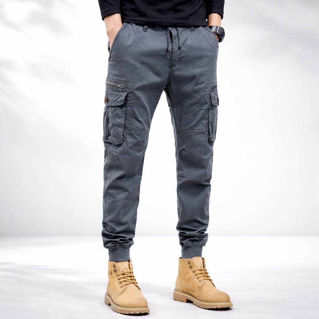 Pantalon cargo jogger homme en coton bio – coupe fuselée