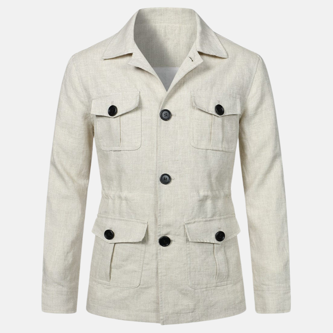 Veste homme en lin multipoches – légère et casual