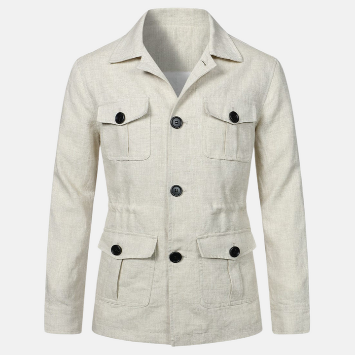Veste homme en lin multipoches – légère et casual