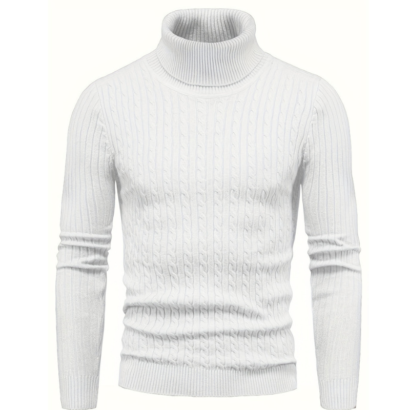 Pull col roulé homme slim fit – maille côtelée chaude