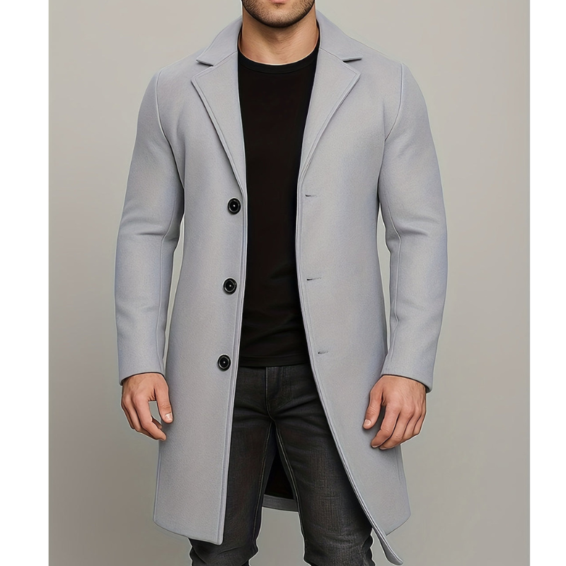 Manteau homme long à boutons – coupe-vent et élégant