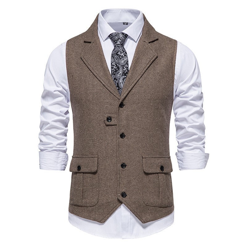 Gilet homme en tissu tissé – style vintage formel