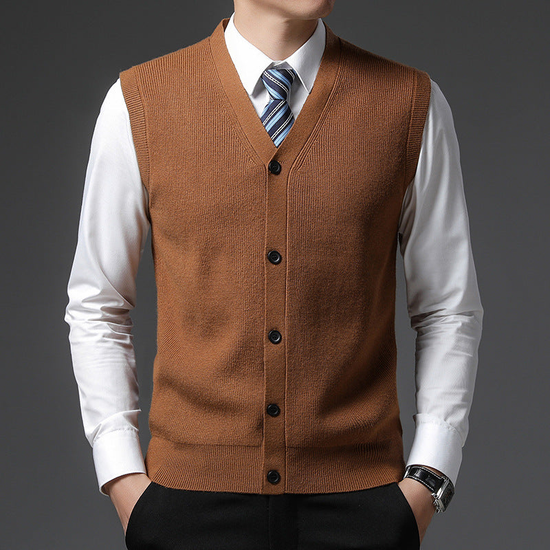 Gilet homme sans manches col V – boutonnage slim fit