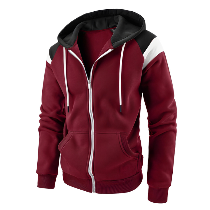 Hoodie homme colorblock zippé – coupe loose sportive