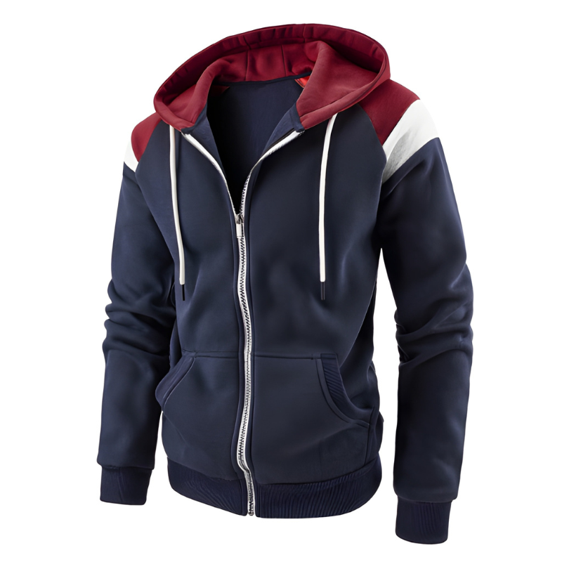 Hoodie homme colorblock zippé – coupe loose sportive