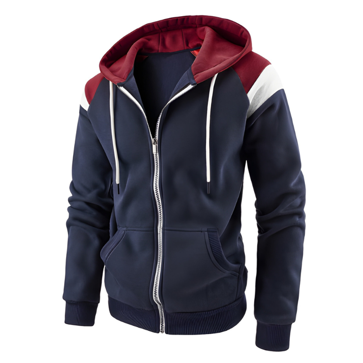 Hoodie homme colorblock zippé – coupe loose sportive