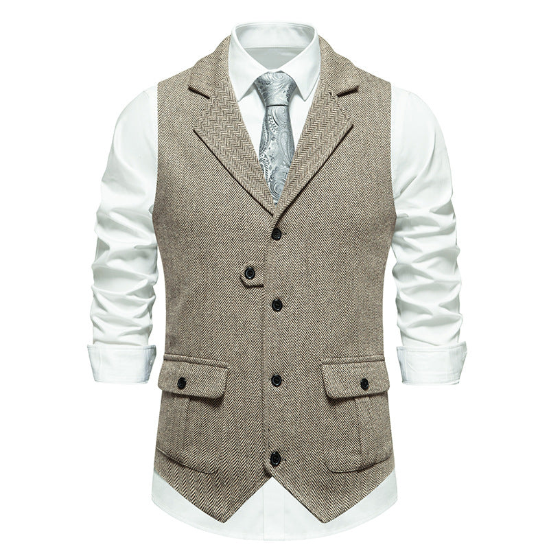 Gilet homme en tissu tissé – style vintage formel