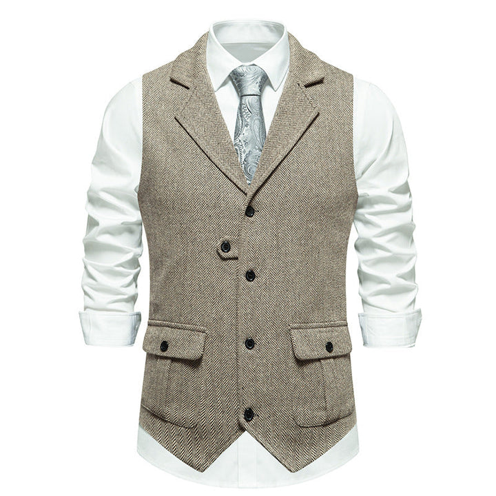 Gilet homme en tissu tissé – style vintage formel
