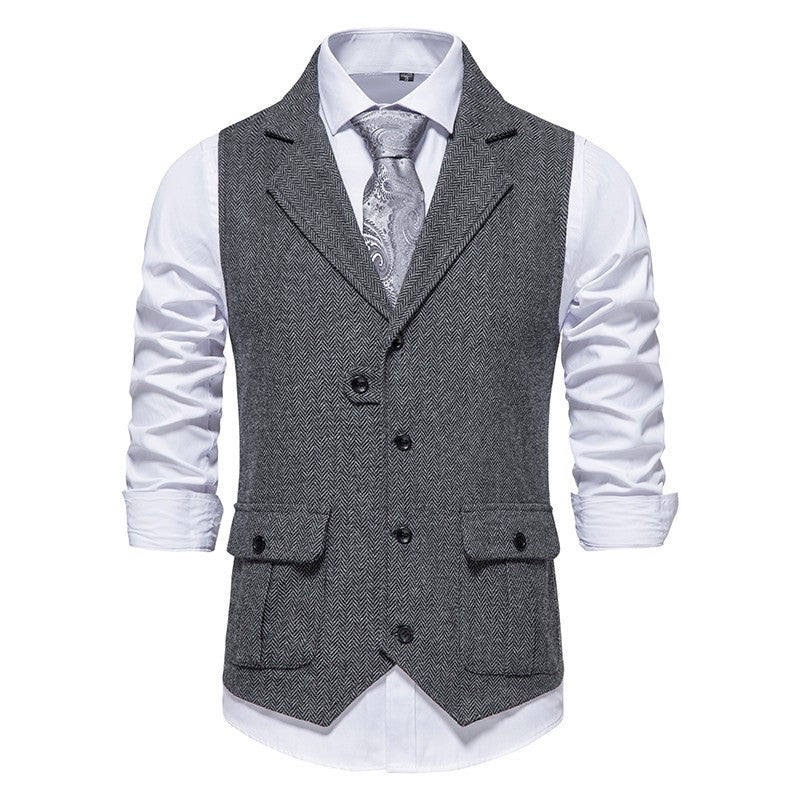 Gilet homme en tissu tissé – style vintage formel